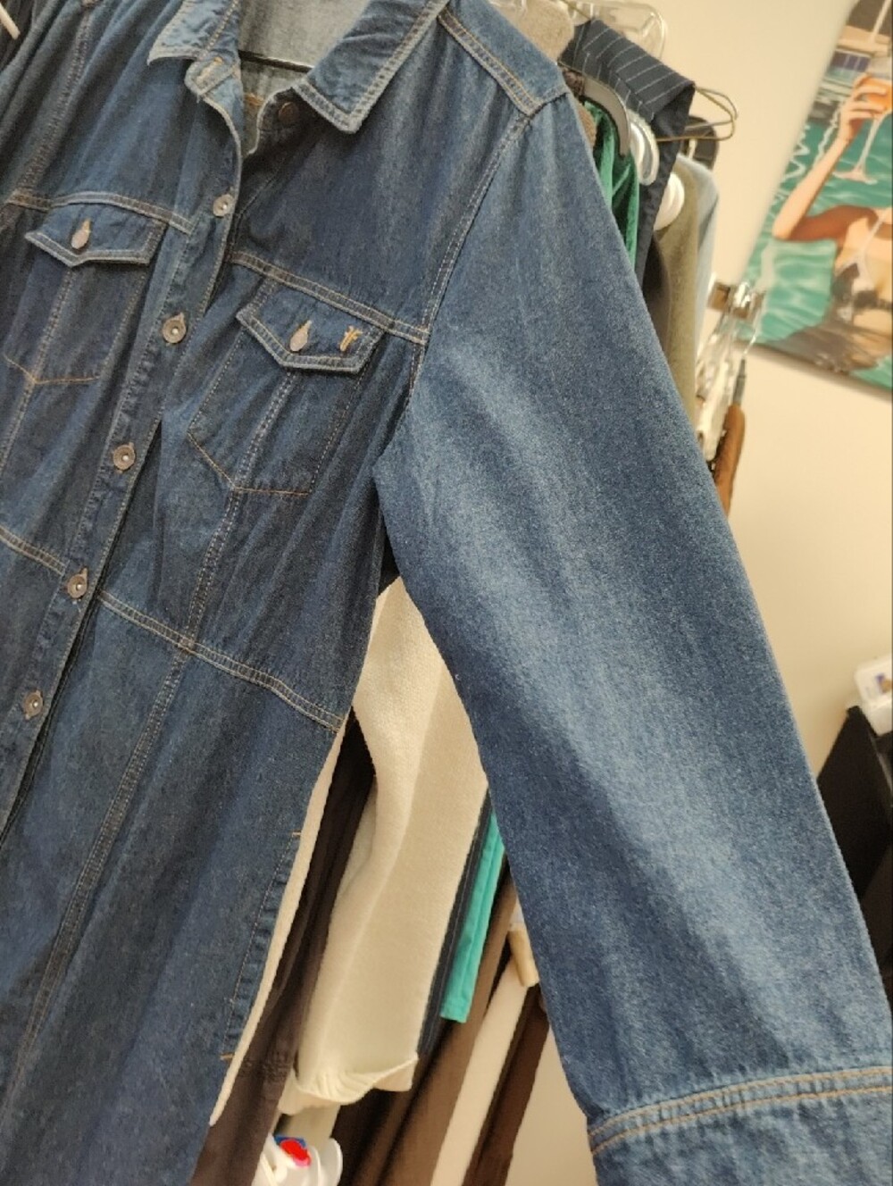 Frye Blue Denim Button-Front Long Sleeve Dress - Picture 3 of 7